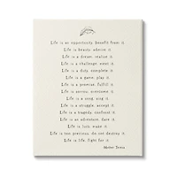 Stupell Industries Uplifting Inspirational Mother Theresa Life Quote Canvas Wall Art