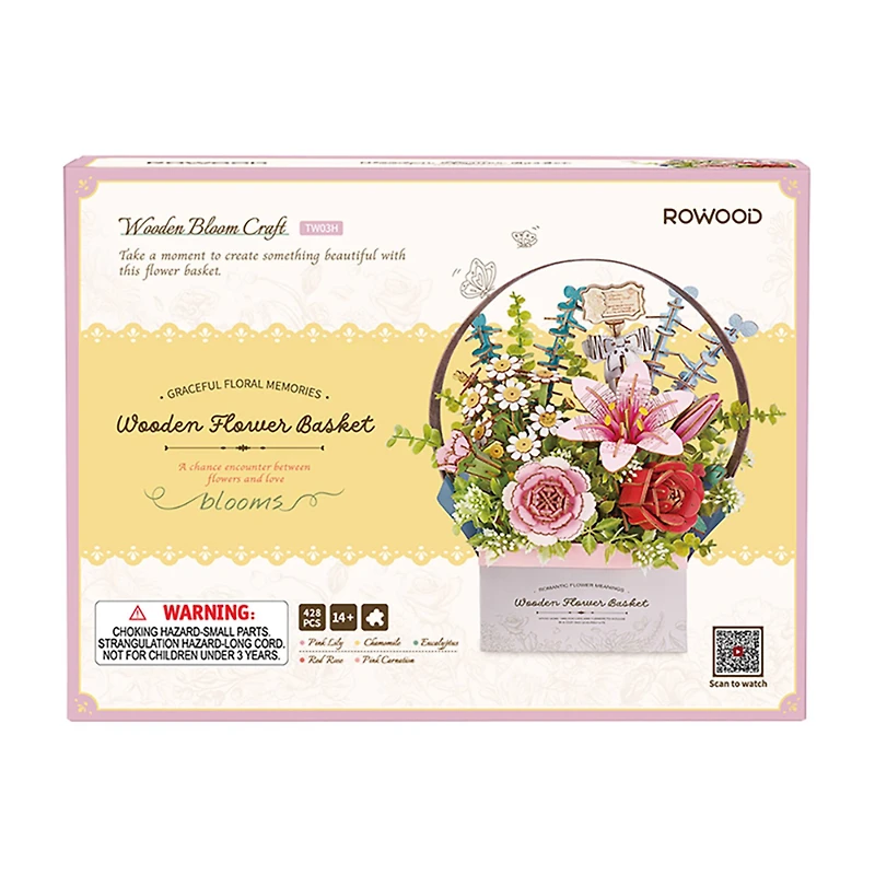 Rowood Wooden Flower Basket DIY 3D Puzzle Kit