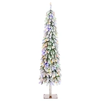 Glitzhome® 6ft Pre-Lit Flocked Artificial Christmas Tree, Warm White Lights