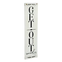 American Art Décor™ 47.25" Welcome Friends Get Out Weirdos Double-Sided Hanging & Leaning Wall Sign
