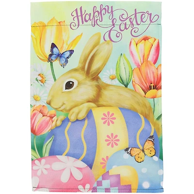 Springtime Colors Happy Easter Bunny & Eggs Garden Flag
