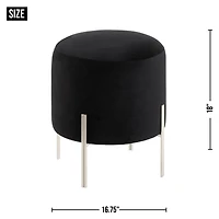 18" Modern Black Velvet Stool
