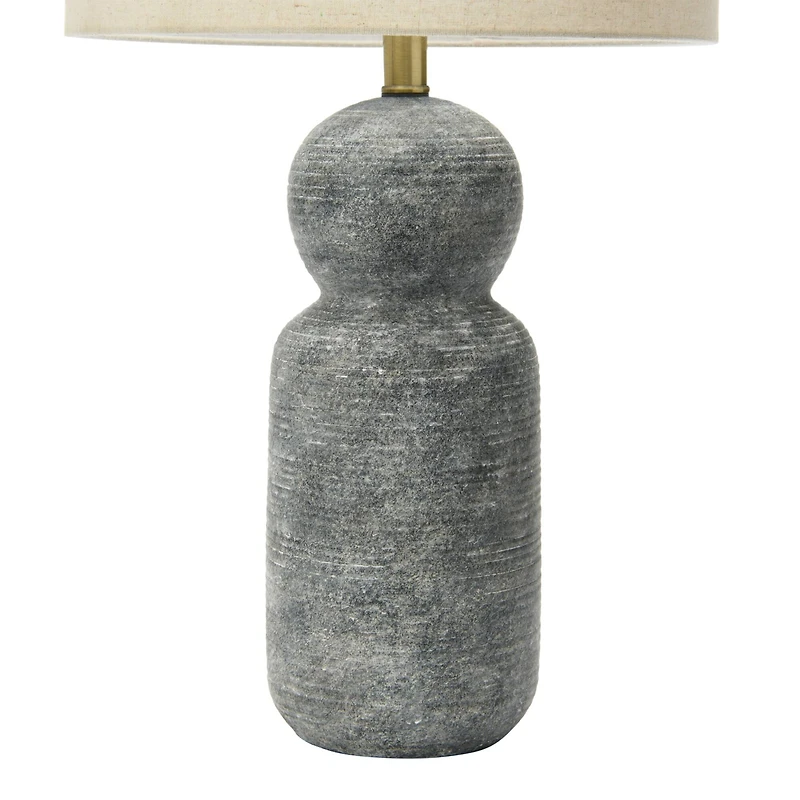 Hello Honey® 26.5" Curvy Gray Stoneware Desk Lamp with Linen Drum Shade