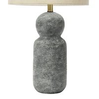 Hello Honey® 26.5" Curvy Gray Stoneware Desk Lamp with Linen Drum Shade