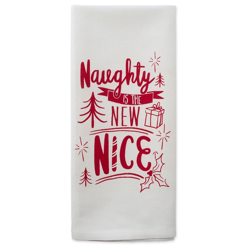 DII® Assorted Naughty Nice Holiday Printed Dishtowel Set