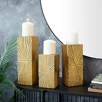 CosmoLiving by Cosmopolitan Gold MDF Contemporary Candle Holder, 12" x 10" x 8"