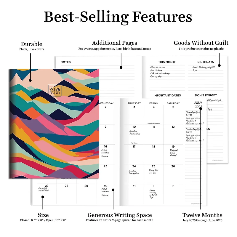 TF Publishing 2025-2026 Peaks & Valleys Medium Monthly Planner