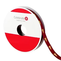 3/8" x 12ft. Gold Tree on Burgundy Ribbon by Celebrate It® Christmas