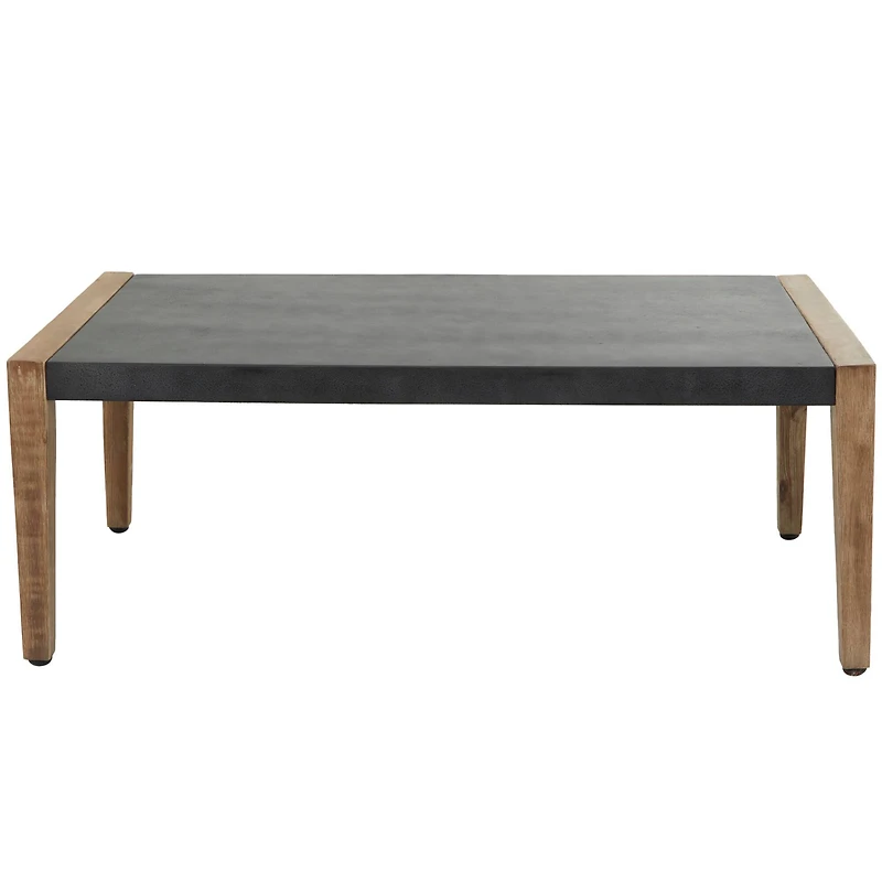 44" Dark Gray Wood Outdoor Coffee Table With Wood Legs