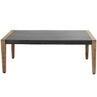 44" Dark Gray Wood Outdoor Coffee Table With Wood Legs
