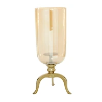 19" Gold Aluminum & Glass Traditional Candlestick Holder
