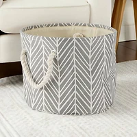 DII® Small Gray Herringbone Round Fabric Bin