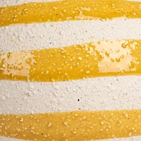 Hello Honey® 4.5" Yellow & White Striped Stoneware Vase with Sphere Shape & Footed Base