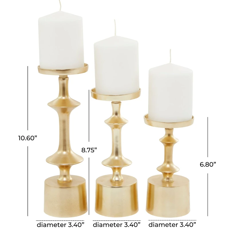 CosmoLiving by Cosmopolitan Gold Aluminum Pillar Candle Holder Set
