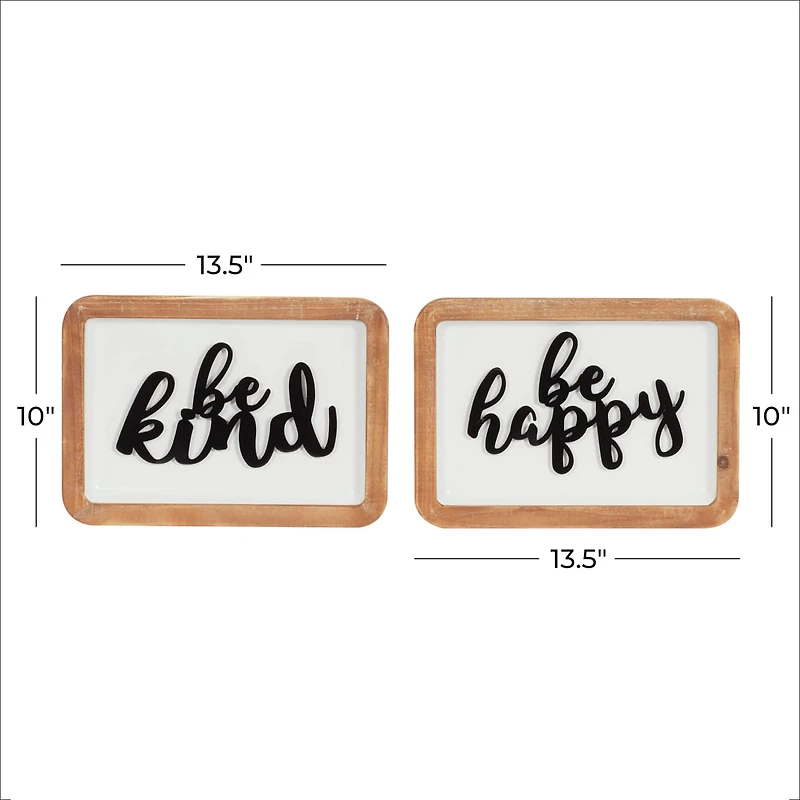 Set of 2 White Metal Farmhouse Wall Decor 14", 10"