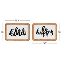 Set of 2 White Metal Farmhouse Wall Decor 14", 10"