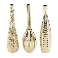 12" Gold Stoneware Glam Vase Set