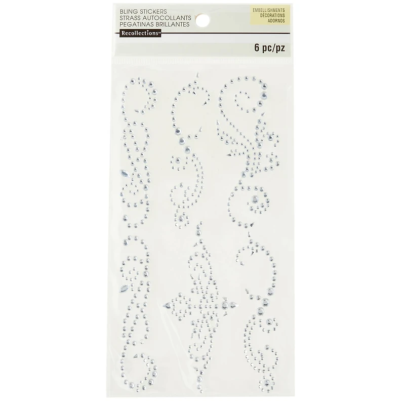 12 Packs: 6 ct. (72 total) Clear Flourish Adhesive Rhinestones by Recollections™