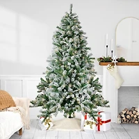 7.5ft. Pre-Lit Flocked Winter Park Fir Artificial Christmas Tree, Warm Clear LED Lights