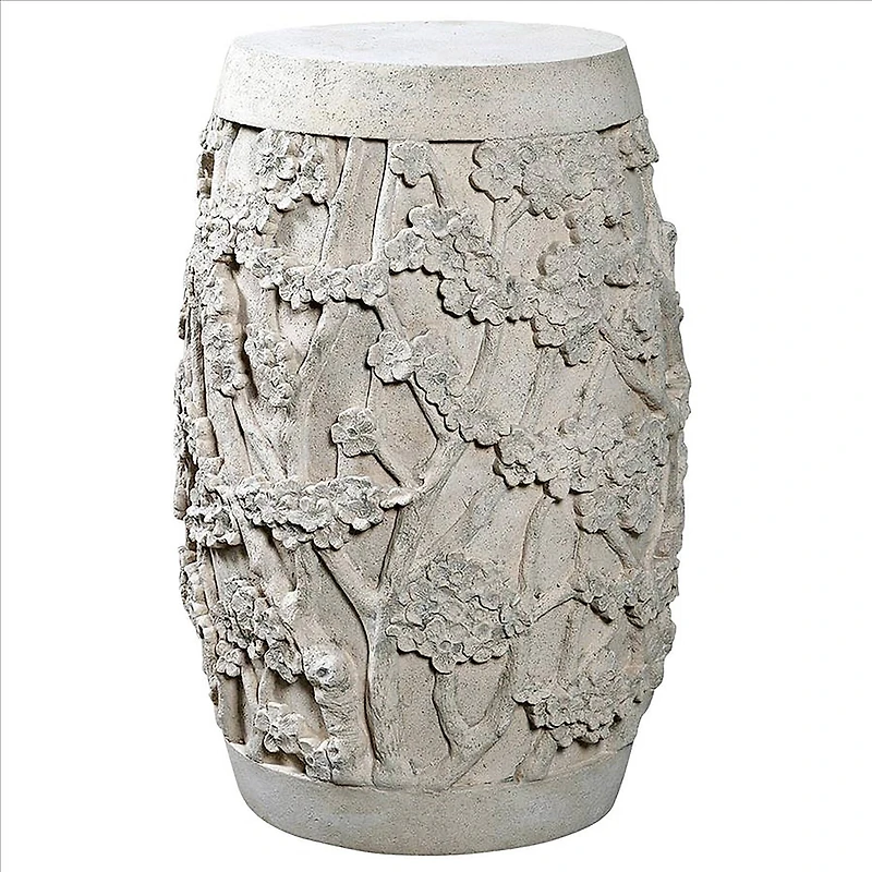 Design Toscano® 24" Stone Finish Sakura Cherry Blossom Asian Sculptural Pedestal Table