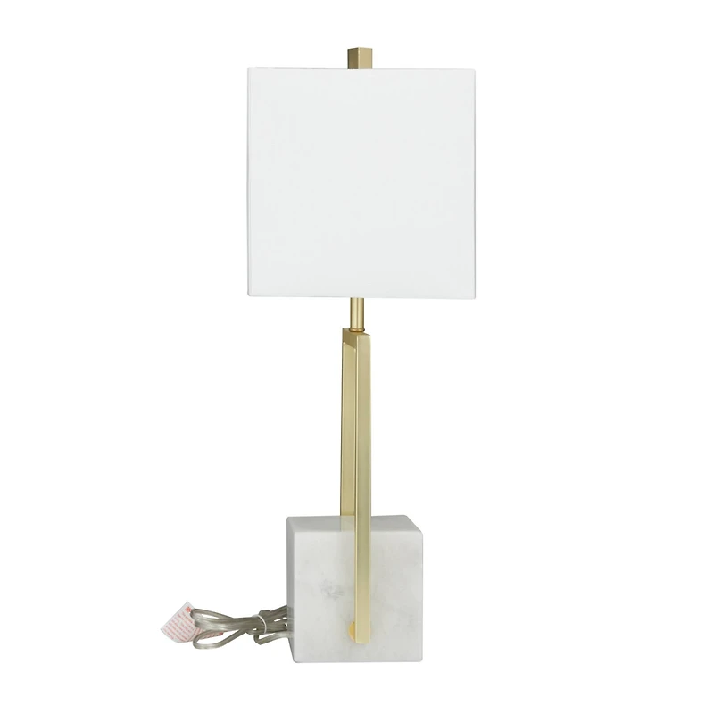 CosmoLiving by Cosmopolitan White Marble Modern Table Lamp, 27" x 15" x 9"