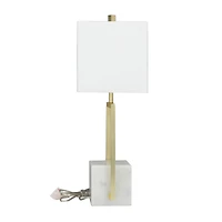 CosmoLiving by Cosmopolitan White Marble Modern Table Lamp, 27" x 15" x 9"