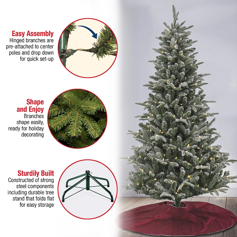 6ft. Pre-Lit Snowy Libby Fir Artificial Christmas Tree, Warm White LED Lights