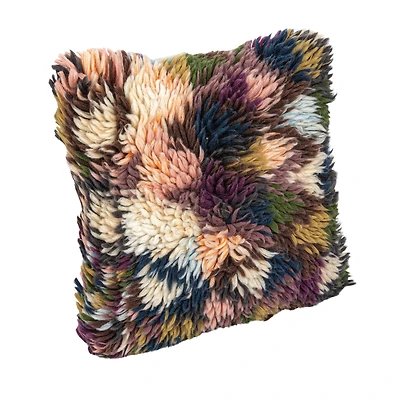 Hello Honey® 20" Multicolored Woven Wool Shag Pillow