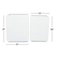 White Modern Planter, Set of 2" 17", 14"