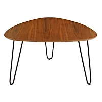 Walnut Guitar Pick Hairpin Leg Mid Century Modern Wood Coffee Table