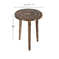 22" Brown Mango Wood Traditional Accent Table