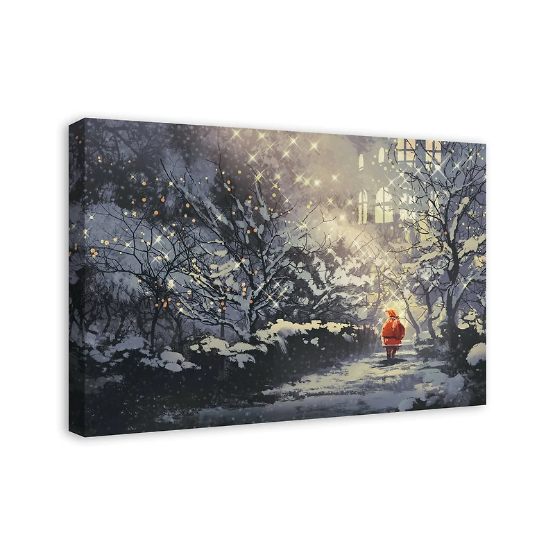 Santa Walking in the Snow Canvas Wall Art