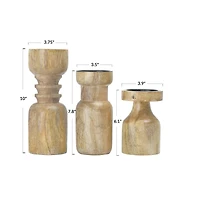 Hello Honey® Turned Wood Pillar Candle Holders Set