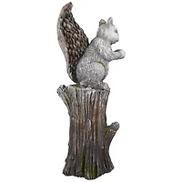 22.75" Squirrel on Tree Stump Outdoor Garden Statue