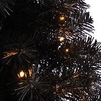 2ft. Pre-Lit Black Artificial Christmas Tree, Warm White LED Lights