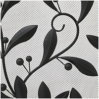 Black Metal Foldable Mesh Netting 3 Panel Scroll Fireplace Screen with Leaf and Vine Relief 45" x 1" x 30"