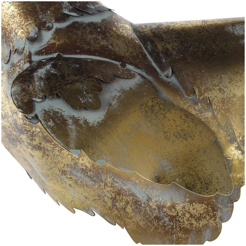 13.25" Bronze Patina Chicken Metal Garden Sculpture