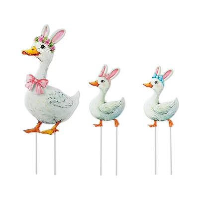 Glitzhome® Set of 3 Easter Metal Duck Family Yard Stake