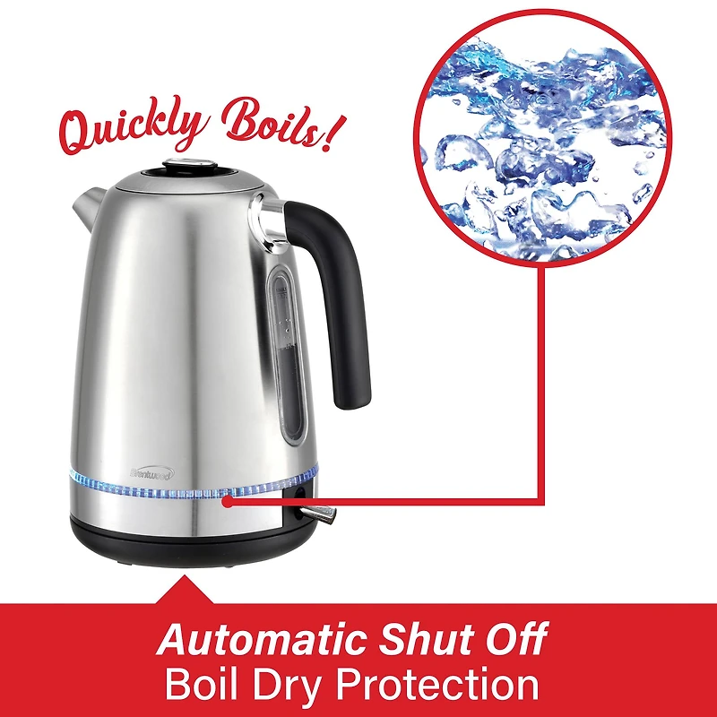 Brentwood 1.7L 1,500 Watt Cordless Electric Stainless Steel Kettle