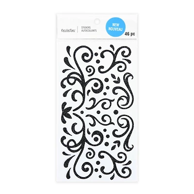 Black Glitter Swirl Stickers by Recollections™