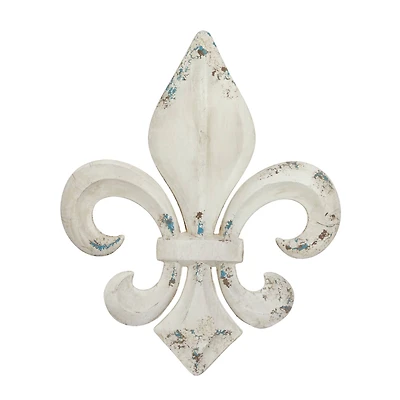 White Metal Vintage Fleur de Lis Wall Decoration