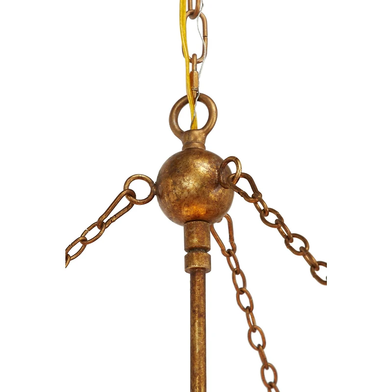 Gold Iron Glam Drum Chandelier, 25" x 22" x 22"