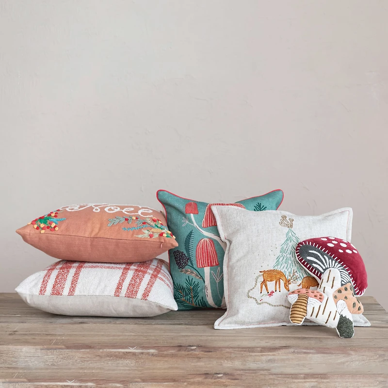 Hello Honey® 18" Reindeer & Christmas Tree Square Linen Pillow