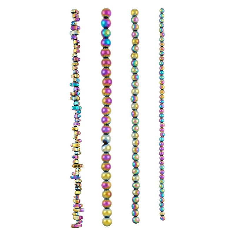 Mixed Rainbow Reconstituted Hematite Beads by Bead Landing™