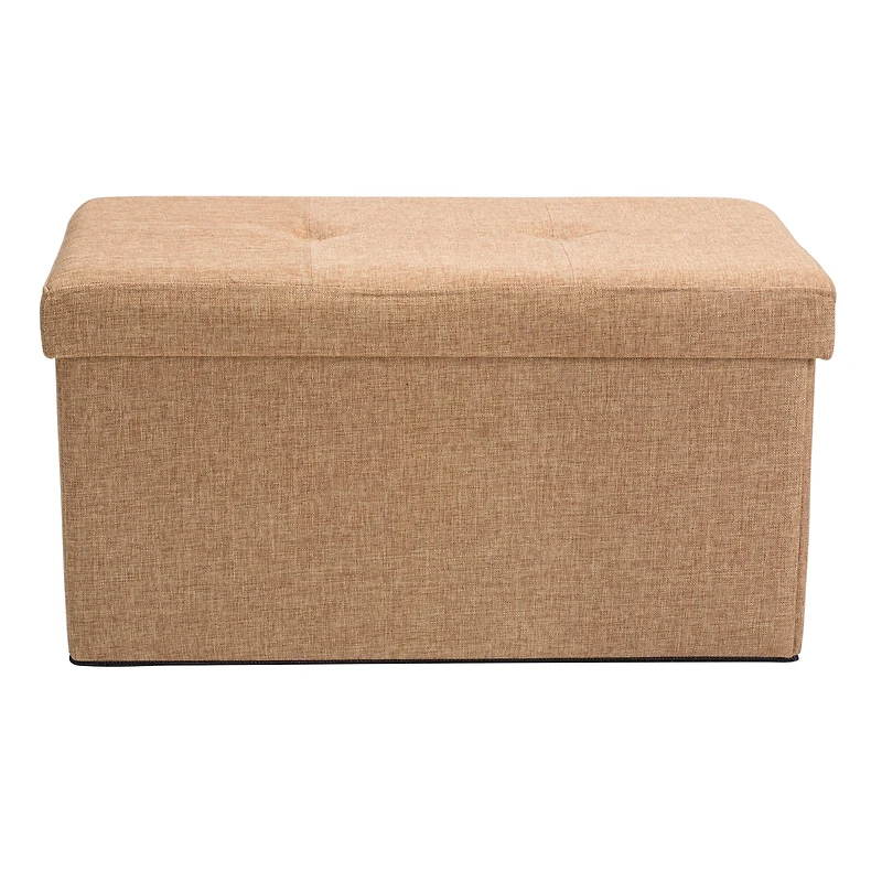 Simplify 30" Faux Linen Double Folding Storage Ottoman