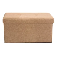 Simplify 30" Faux Linen Double Folding Storage Ottoman