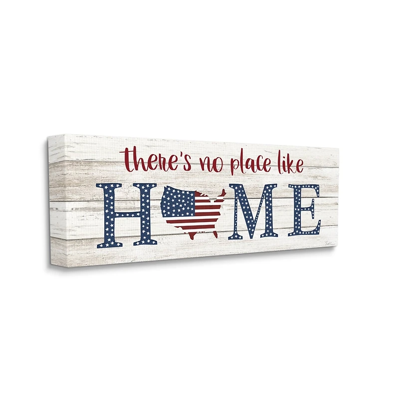 Stupell Industries Patriotic There's No Place Like Home Phrase Americana Canvas Wall Art