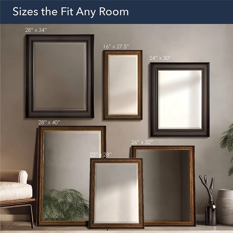 Head West 30" Espresso Framed Wall Vanity Mirror