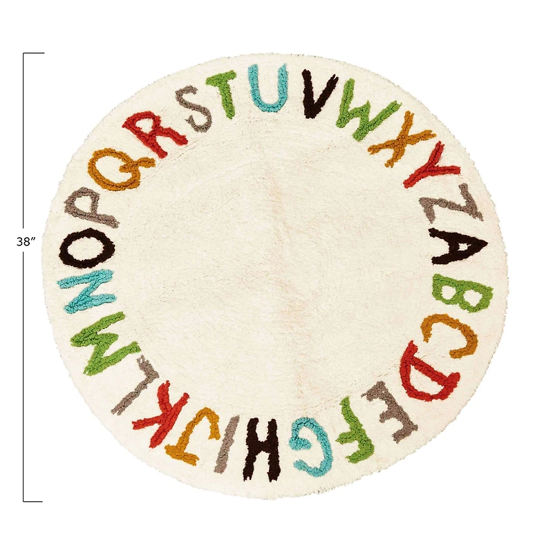 Hello Honey® 38" Round Cotton Tufted Alphabet Rug