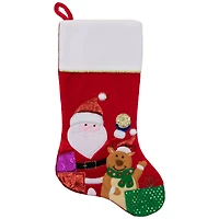 20.5" Santa Claus, Reindeer & Glitter Presents Christmas Stocking